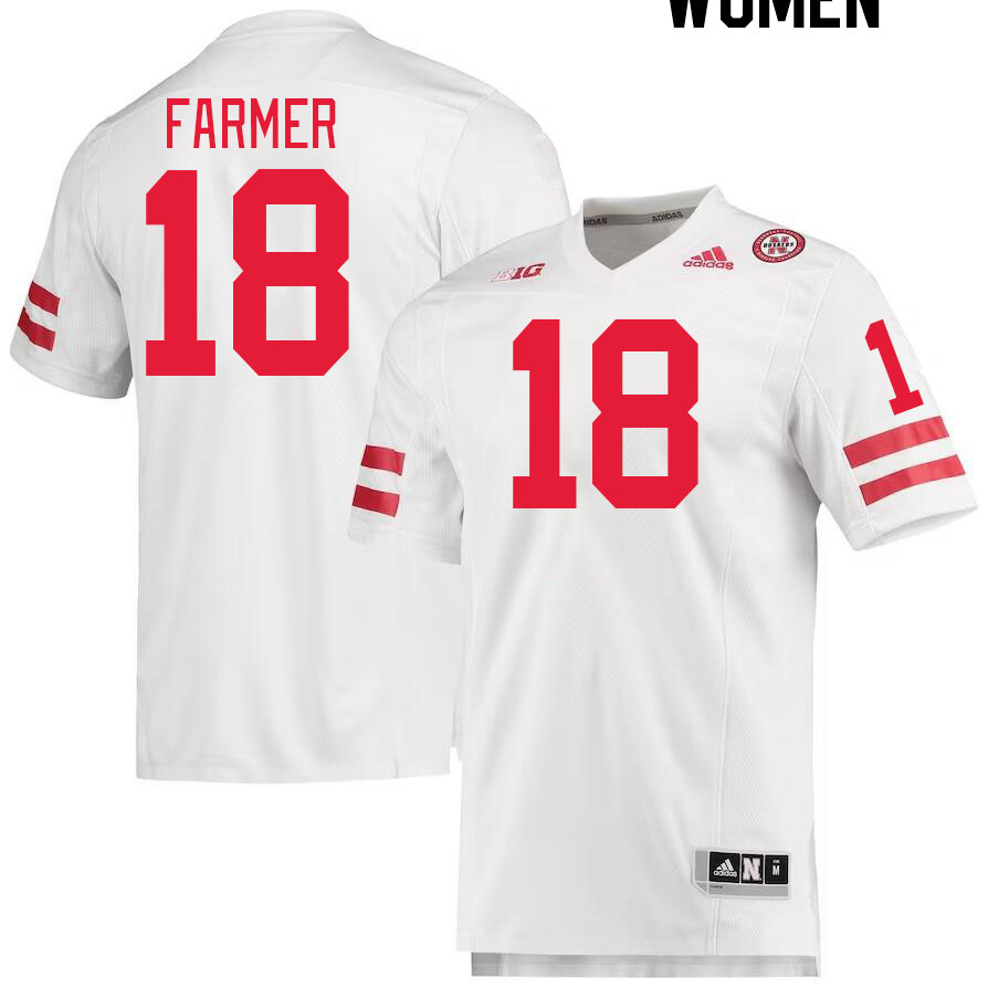 Women #18 Myles Farmer Nebraska Cornhuskers College Football Jerseys Stitched Sale-White